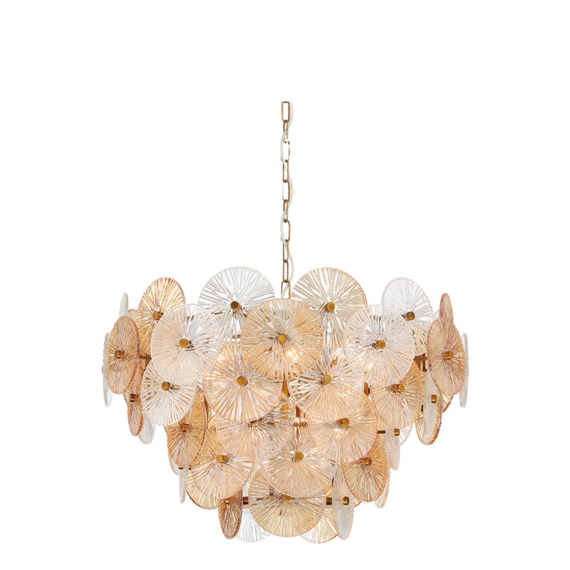 Lustre 12 lumières en laiton plaqué Sue-Anne