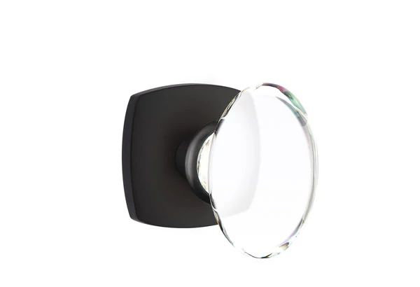 Ensemble de mortaise intérieure Emtek Passage avec rosette urbaine moderne et poignée en verre Hampton (LH), Dos plat