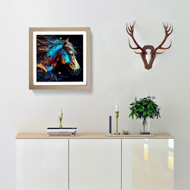 Horse Abstract Expressionism No.1 - Framed Print, Oak