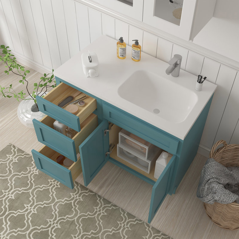 Base de meuble-lavabo simple 39 po seulement, Bleu sarcelle