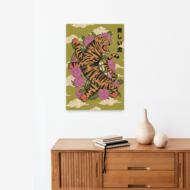 Beautiful Tiger Chrysanthemums Traditional Vintage Abstract Cat Chrysanthemum Tiger Flower Landscape Wall Art Print 1 Piece Wrapped Canvas Wall Art