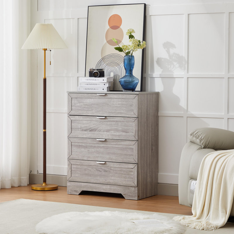 Accent Cabinet with 4 Drawers, Modern Accent Chests Large Wood Storage Cabinet Organizer, Wenge