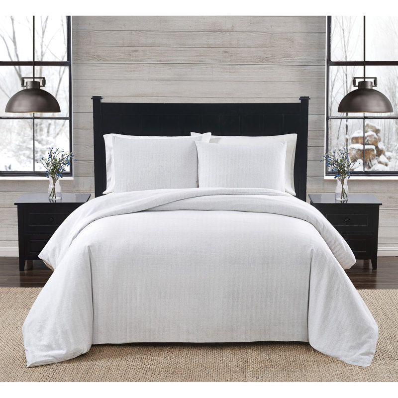 Ensemble d'édredon en flanelle London Fog Herringbone, Édredon pour très grand lit + 2 taies décorativ