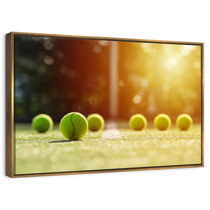 Balles de tennis ensoleillées, 46 po x 31 po, Cadre flottant doré