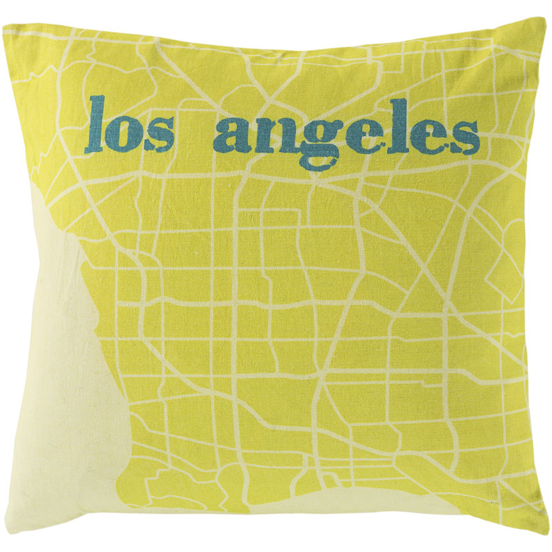Coussin décoratif Take me to Los Angeles, H 18 po x l 18 po, Duvet