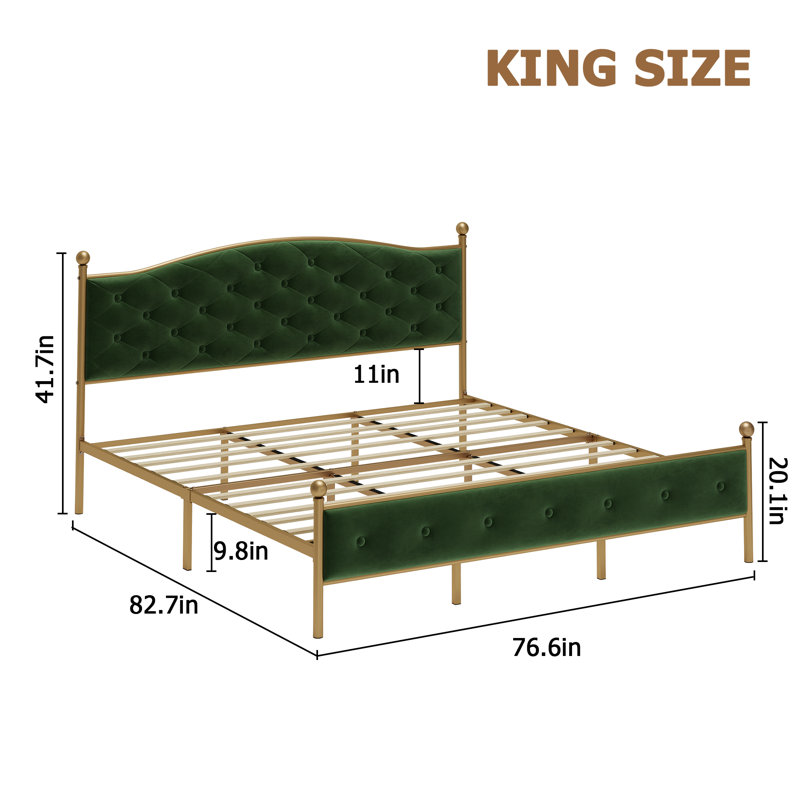 Geraud Upholstered Bed, King, Green