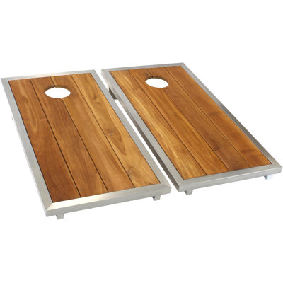 Aqua Teak Foldable Cornhole Set