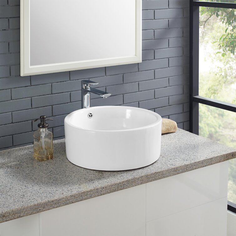 Monaco Circular Vessel Bathroom Sink with Overflow