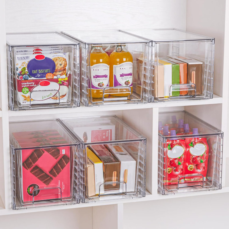2 Pack Large Stackable Storage Drawers,Clear Acrylic Drawer Organizers With Handles, Easily Assemble For Bathroom,Kitchen Undersink,Cabinet,Closet,Makeup,Pantry Organization And Storage