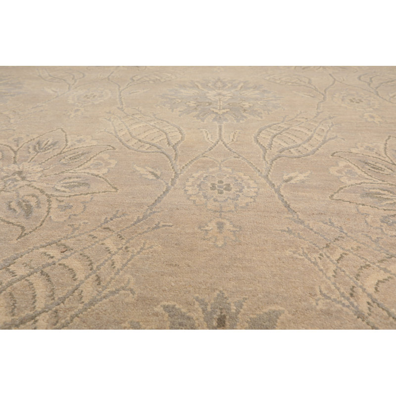 Tapis beige en laine noué à la main de conception unique 8 pi 1 po x 10 pi 2 po Gaiden