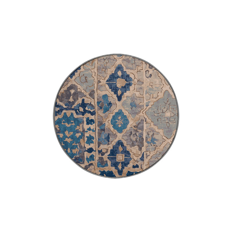 Machine Washable Gray Area Rug, Round 7'