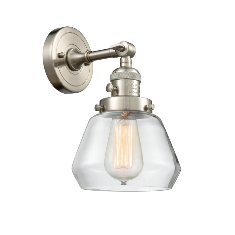 Applique murale à bras 1 lumière Chill, Ampoule incandescente rétro de 60 watts, Transparent, Or satiné