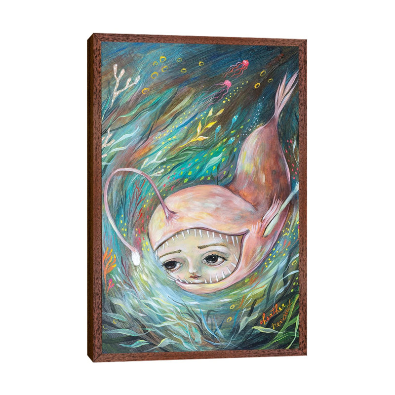 Angler Fish Illumination 1 Piece Wall Art on Canvas, 101.6 cm H x 66.04 cm W, Classic Wood Floater Framed