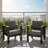 Set Of 2  28" All-Weather Metal Patio Armchairs With Thick Light Gray Cushions & Black Frame-838759783-838759781