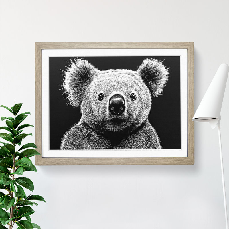Koala Bear - Framed Print, 46cm H x 64cm W, Oak Framed