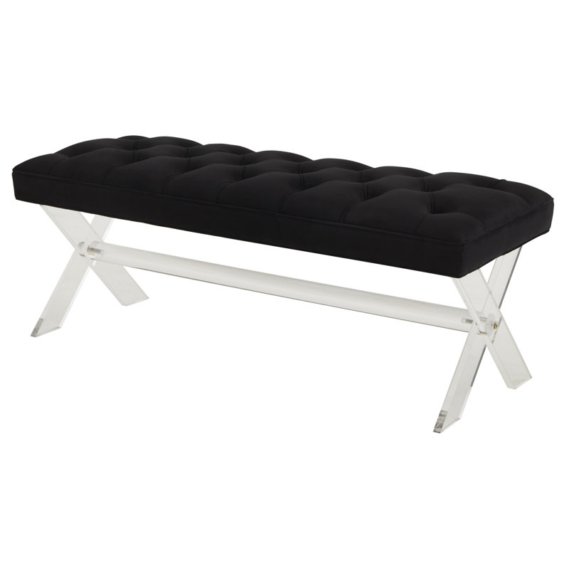 Bree Velvet Upholstered Bench, Black