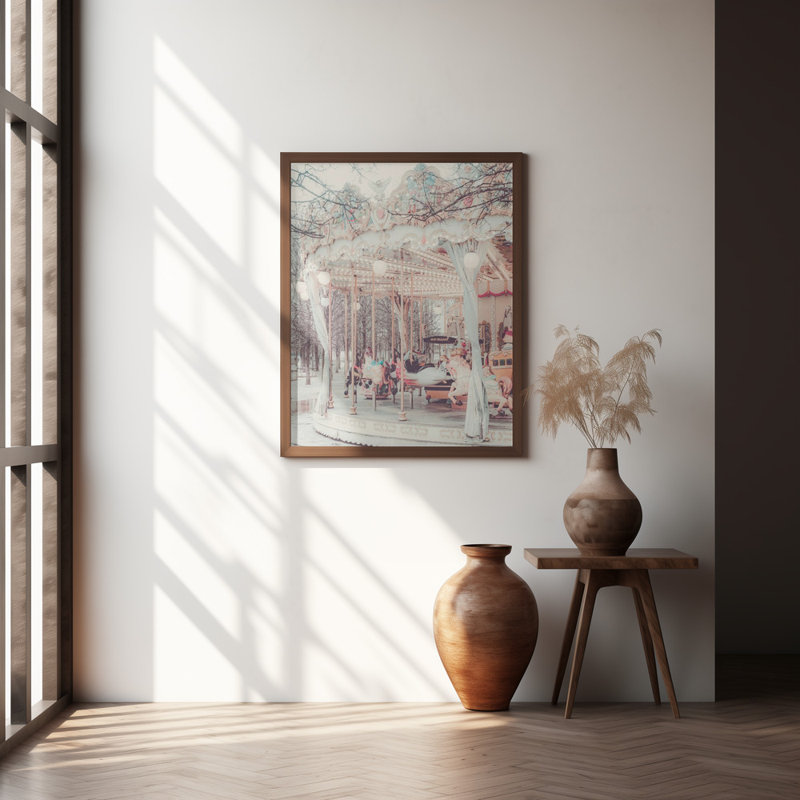 "Paris Carousel III", art mural texturé encadré, Naturel, H 40 po x l 30 po
