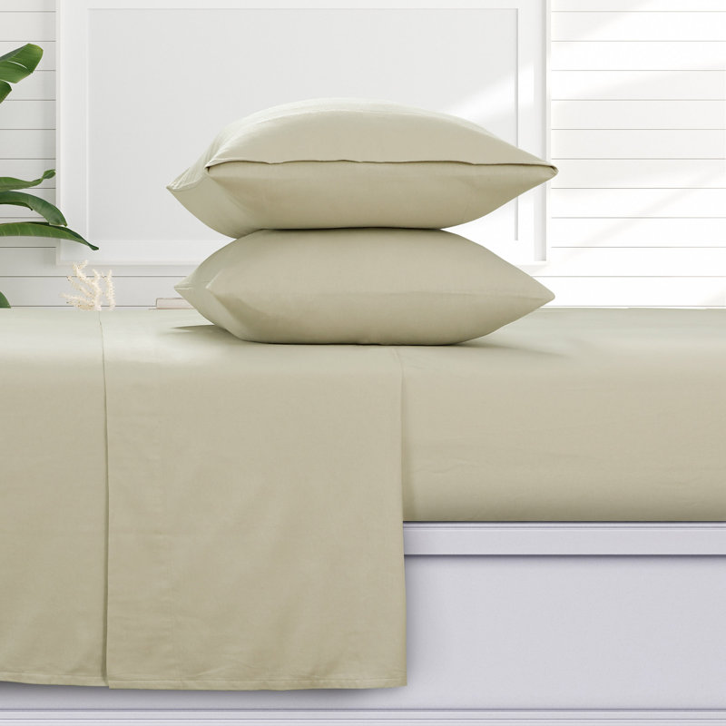 Flannel Sheet Set, Cal.King Sheet Set+Fitted Sheet+2 Pillowcases, Natural