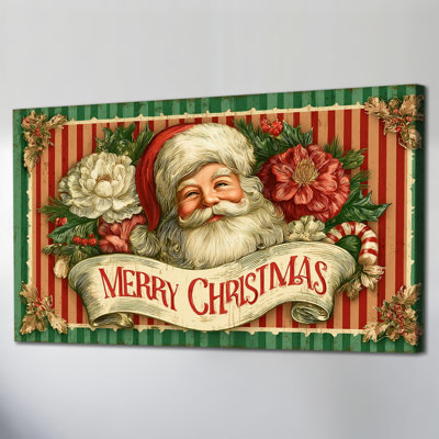Grand Abhinaya - affiche de fête rétro joyeux Noël, affiche de vacances, peinture sur toile, photo d'art pour la maison, salon, cuisine, chambre à coucher, décoration murale, prêt à être accroché, sans cadre, 24 po x 48 po