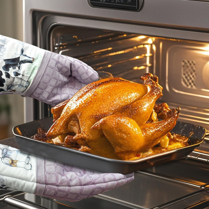 Silicone Printing Oven Mitts, Purple