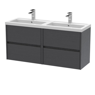 Havana 1205mm Double Bathroom Vanity with Drop In Polymarble Basin