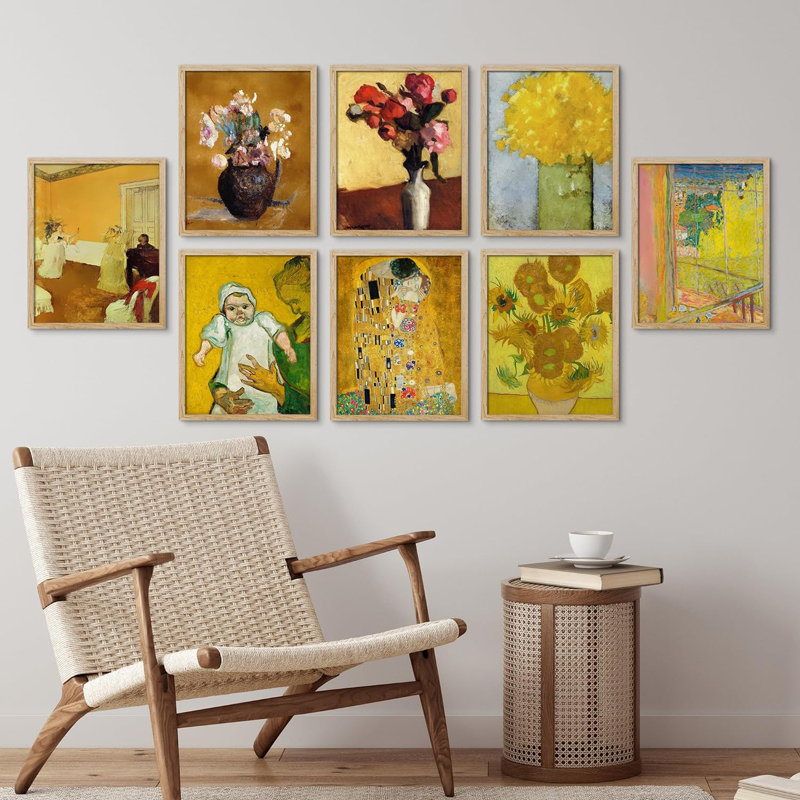 Gustav Klimt The Kiss Van Gogh Sunflowers, L 11 po x H 14 po, Encadré naturel