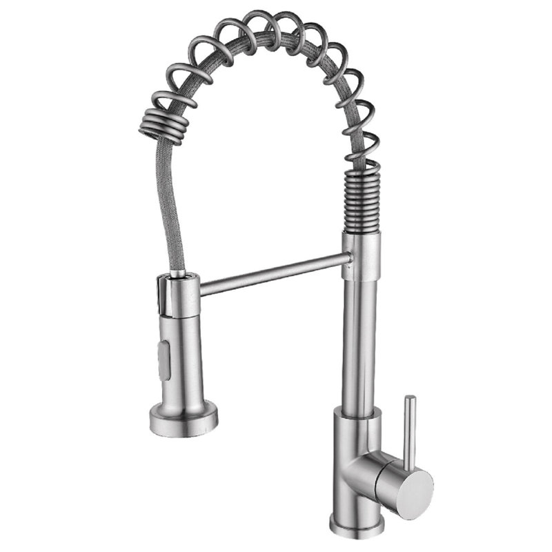 Robinet d'évier de cuisine avec poignée rétractable à une poignée, bec mobile à 360 degrés, matériau en métal, débit et température d'eau réglables, métal, contrôle