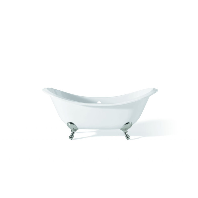Baignoire de trempage autoportante Regency 72 "x 31", Chrome, Intérieur et extérieur blancs