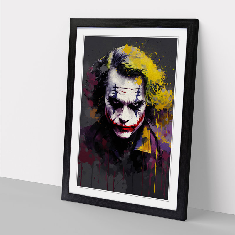 XYZ-FRM-V1223-3908 Joker Abstract - Single Picture Frame Print on Wood, Black Framed, 34cm H x 25cm W