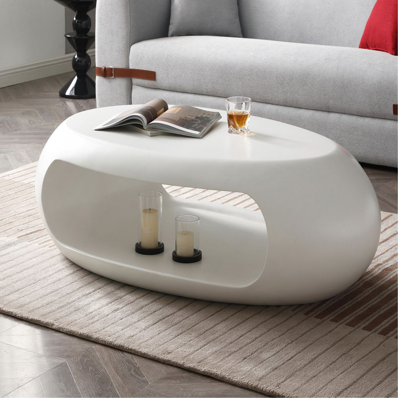 Table basse 39,37 po, Blanc, H 17,32 po x L 39,37 po x l 21,25 po