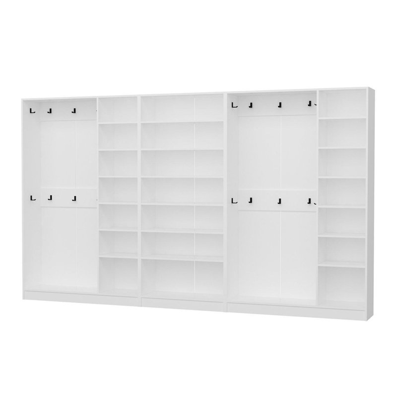 Modern Hall Stand in White, 141.7 x 82.7 x 13.8 inches | 100% Melamine Coated Particle Board, Thickness: 0.7 inches | Stylish Storage Solution for Entryways, Durable and Elegant Design