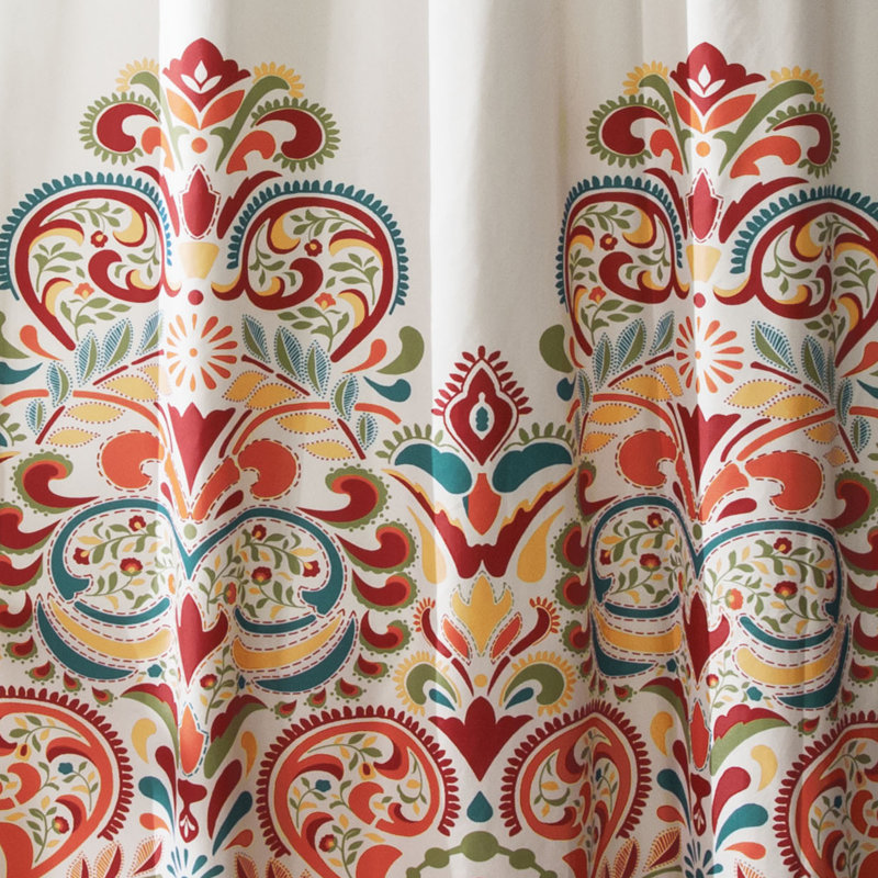 Bridgetown Polyester Shower Curtain, Turquoise/Tangerine
