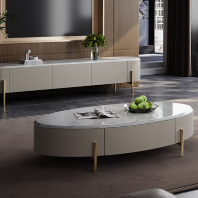 Light luxury oval marble coffee table