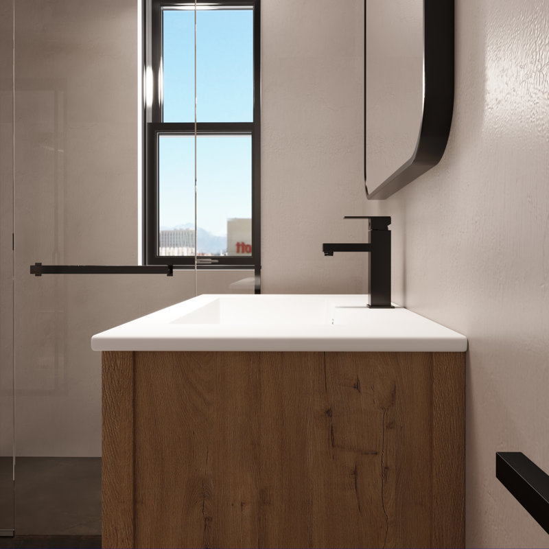 Meuble-lavabo simple avec plateau en céramique 30,47 po Lamari
