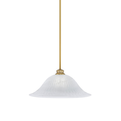 Stem Hung Pendant Shown With 20" White Alabaster Swirl Glass