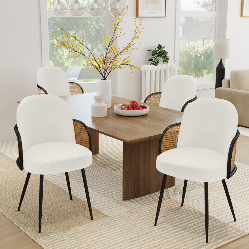 Chaise rembourrée Boucle, Blanc, 2