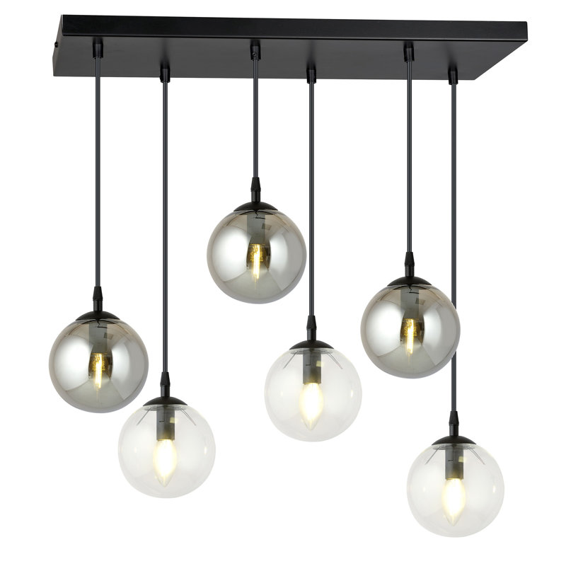 Cadesha 6 - Light Black Cluster Pendant, Graphite/Transparent