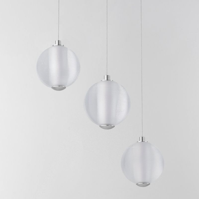Luminaire suspendu grappe 3 lumières Alhena, Chrome poli