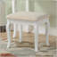 Ensemble coiffeuse et tabouret en bois, blanc