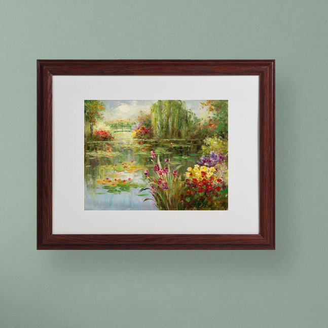 « water lilies », reproduction d’art sur toile encadrée, H 11 po x l 14 po x P 0,5 po, Brun