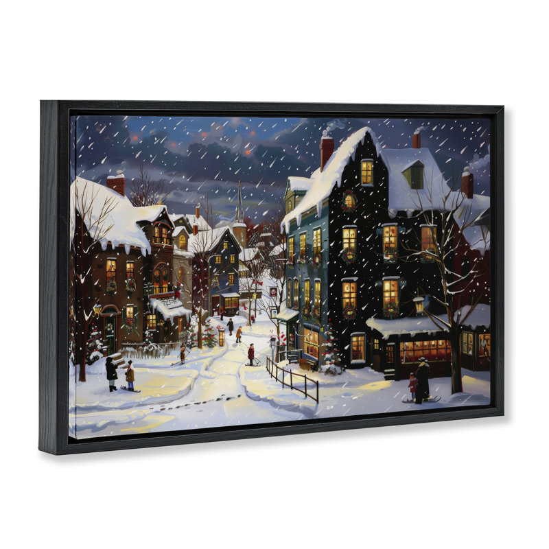Toile «Frozen Urban Charm» par Lazar Studio, Cadre flottant noir de jais, H 21 po x l 31 po