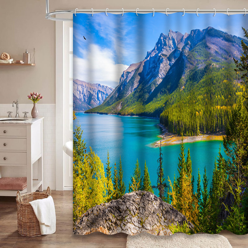Rideau de douche avec 12 crochets Canada, L 72 po x l 78 po