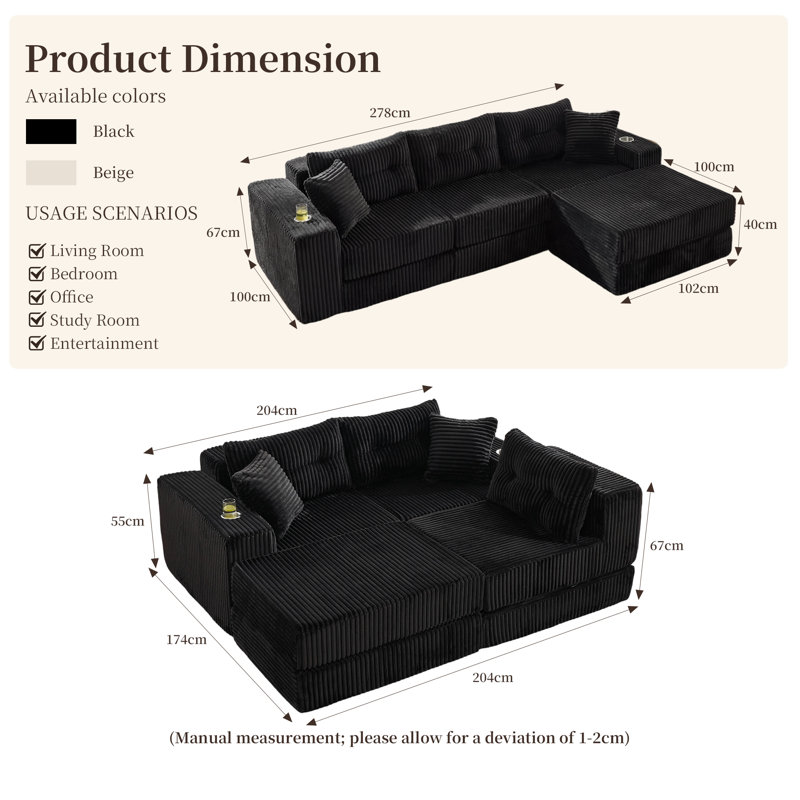 4 Seater Velvet Sofa, Black