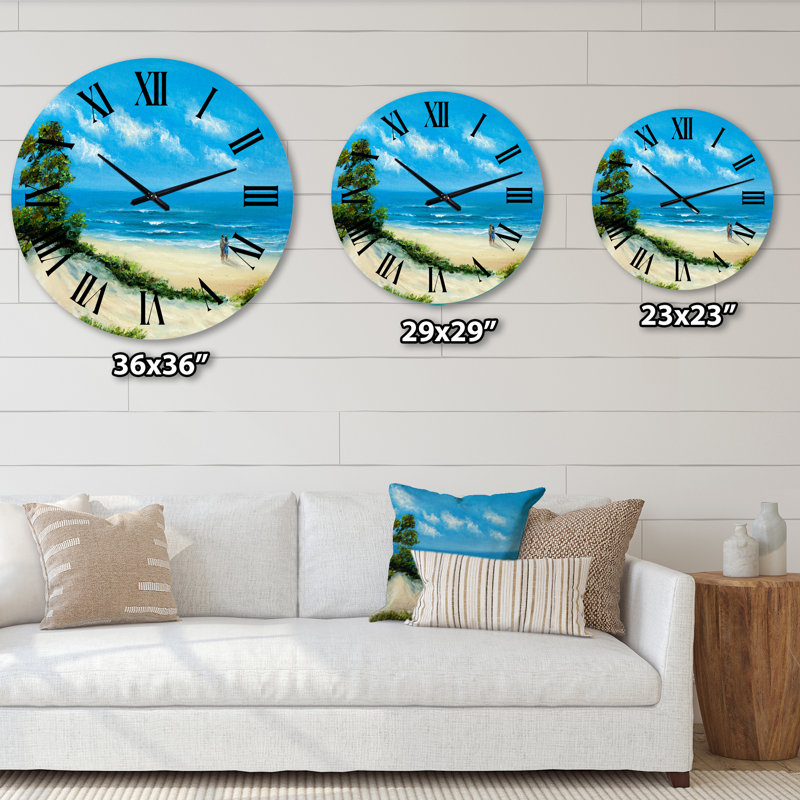 Couple à la plage - horloge murale nautique et côtière, Moyenne