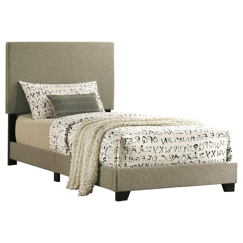 Lit simple tapissier Efram Taupe, Lit simple, Taupe