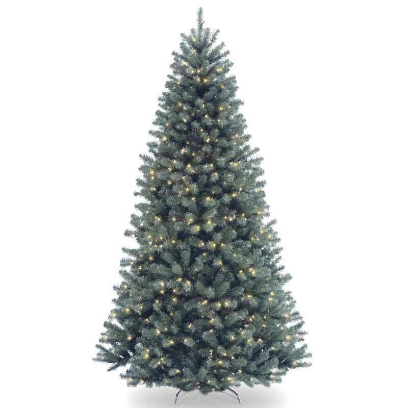 North Valley Blue Spruce Artificial Christmas Tree with Clear Lights with Stand, 7'