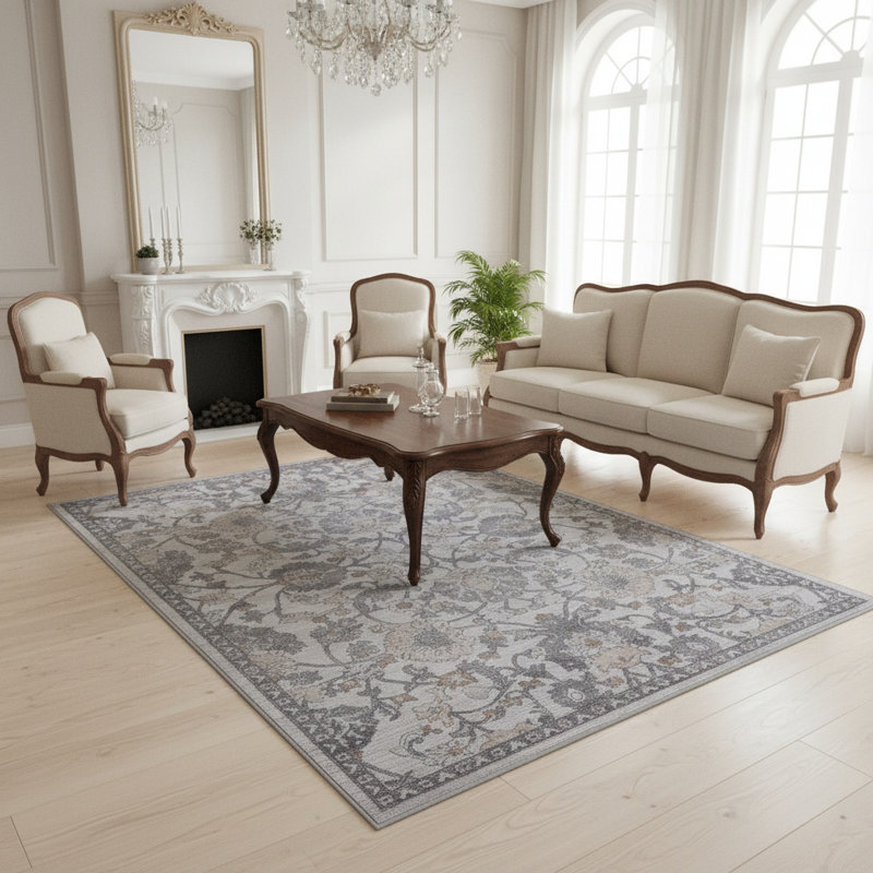 MARFI Collection Sand Ivory Oriental Area Rug, Rectangle 7'9" x 10'