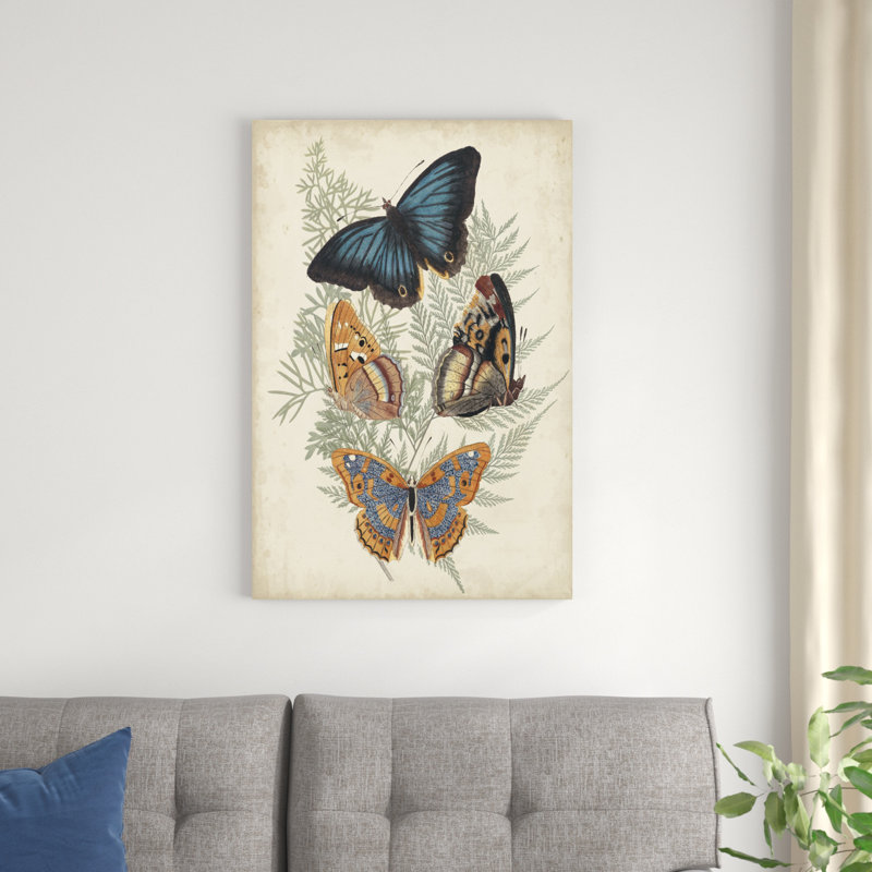 Papillons et fougères V, H 36 po x l 24 po x P 1,25 po