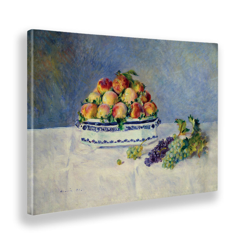 Still Life With Peaches And Grapes by Pierre Auguste Renoir - Wrapped Canvas Painting, 65cm H x 95cm W