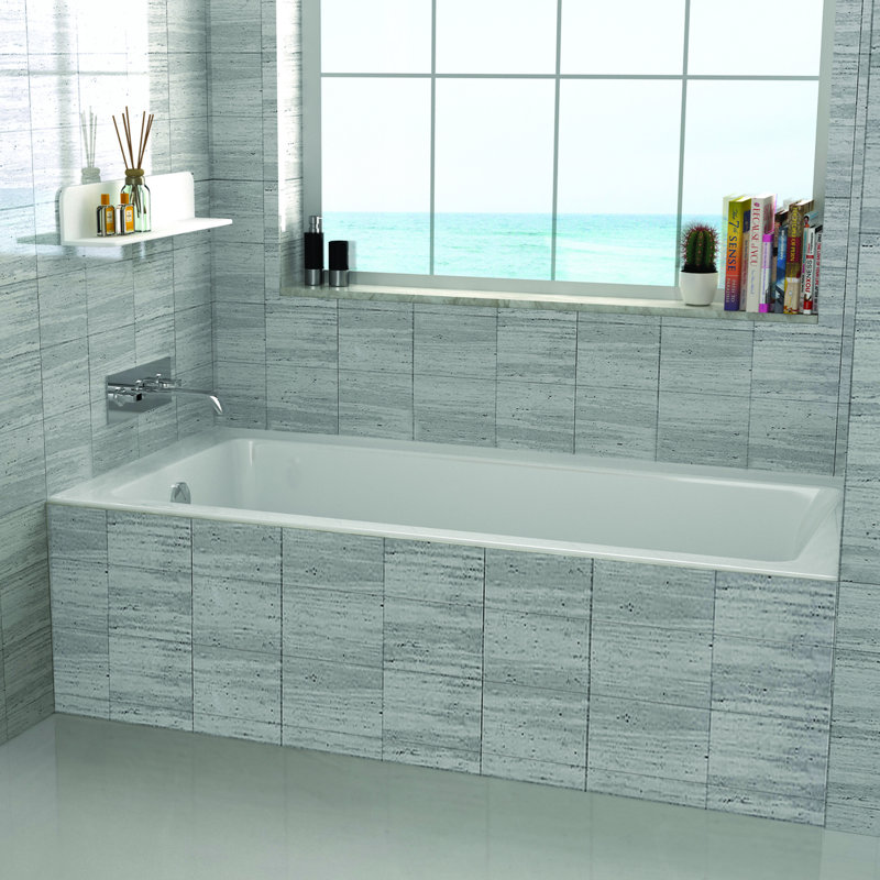 Alcove Soaking Fiberglass Bathtub, Left, 66" x 32"